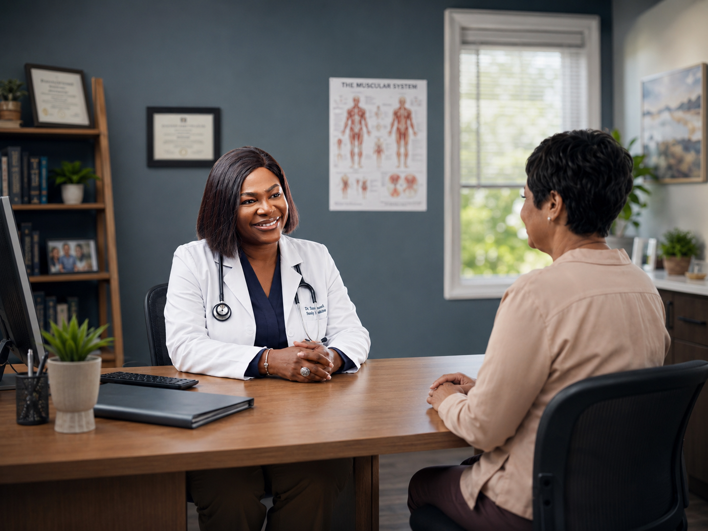 Dr. Chinwe Okechukwu meeting with a patient in the ReveraMD clinic